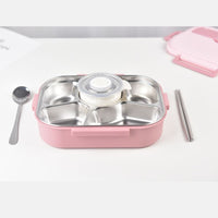 Kylin 304 Stainless Steel 5 Divided Smile Small Lunch Box With Soup Pot - Pink Baby & Kids Kings Warehouse 