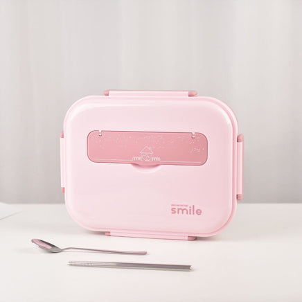 Kylin 304 Stainless Steel 5 Divided Smile Small Lunch Box With Soup Pot - Pink Baby & Kids Kings Warehouse 