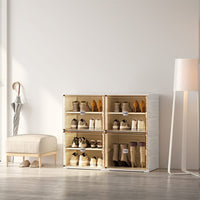 Kylin Cubes Storage Folding Shoe Cabinet With 2 Column & 7 Grids & 4 Brown Door Home & Garden Kings Warehouse 