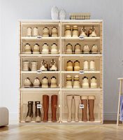 Kylin Cubes Storage Folding Shoe Cabinet With 2 Column & 7 Grids & 4 Brown Door Home & Garden Kings Warehouse 
