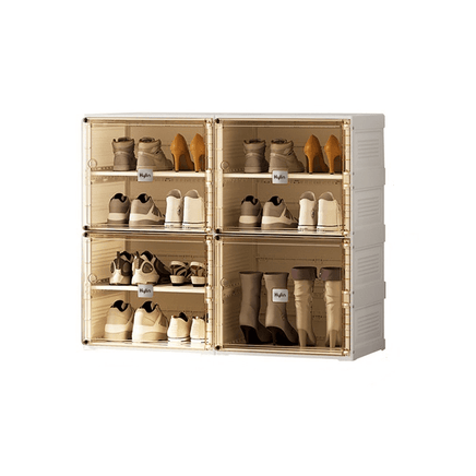 Kylin Cubes Storage Folding Shoe Cabinet With 2 Column & 7 Grids & 4 Brown Door Home & Garden Kings Warehouse 
