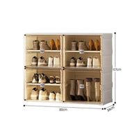 Kylin Cubes Storage Folding Shoe Cabinet With 2 Column & 7 Grids & 4 Brown Door Home & Garden Kings Warehouse 