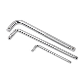 L Shape Socket Extension Bar 1/4" 3/8" 1/2" Drive Wrench Breaker CR-V Anti-Slip Set of each size Auto Accessories Kings Warehouse 