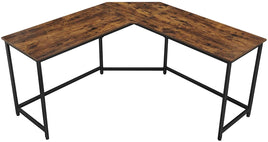 L-Shaped Computer Desk, Rustic Brown and Black Furniture Kings Warehouse 