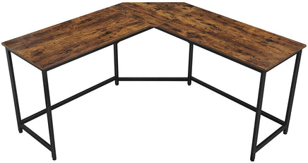 L-Shaped Computer Desk, Rustic Brown and Black Furniture Kings Warehouse 