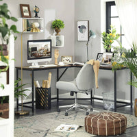 L-Shaped Computer Desk, Rustic Brown and Black Furniture Kings Warehouse 