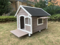 L Timber Pet Dog Kennel House Puppy Wooden Timber Cabin Grey Kings Warehouse 