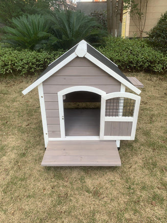 L Timber Pet Dog Kennel House Puppy Wooden Timber Cabin Grey Kings Warehouse 