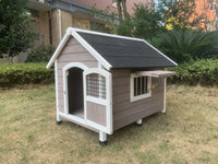 L Timber Pet Dog Kennel House Puppy Wooden Timber Cabin Grey Kings Warehouse 