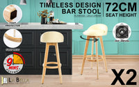 La Bella 2 Set 72cm Cream Wooden Bar Stool Leila Leather Kings Warehouse 