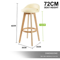 La Bella 2 Set 72cm Cream Wooden Bar Stool Leila Leather Kings Warehouse 