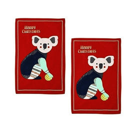 Ladelle Australiana Animal Drawing Set of 2 Cotton Kitchen Towels Koala Home & Garden Kings Warehouse 