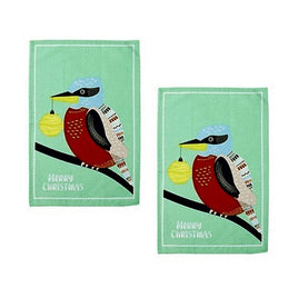 Ladelle Australiana Bird Drawing Set of 2 Cotton Kitchen Towels Kookaburras Home & Garden Kings Warehouse 