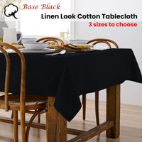 Ladelle Base Black Linen Look 100% Cotton Tablecloth 150 x 265 cm Home & Garden Kings Warehouse 