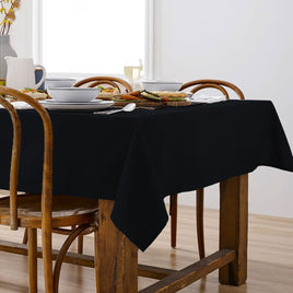 Ladelle Base Black Linen Look 100% Cotton Tablecloth 150 x 300 cm Home & Garden Kings Warehouse 