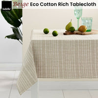 Ladelle Beige Eco Cotton Rich Tablecloth 150 x 225 cm Home & Garden Kings Warehouse 
