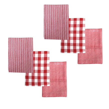 Ladelle Brick Set of 6 Cotton Kitchen Towels Red Design 7 Home & Garden Kings Warehouse 