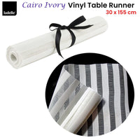 Ladelle Cairo Ivory Vinyl Table Runner 30 x 155 cm Home & Garden Kings Warehouse 