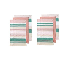 Ladelle Connor Set of 6 Cotton Kitchen Towels Pink Home & Garden Kings Warehouse 