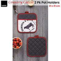 Ladelle Country Cattle Set of 2 Pot Holders 21 x 21 cm Home & Garden Kings Warehouse 