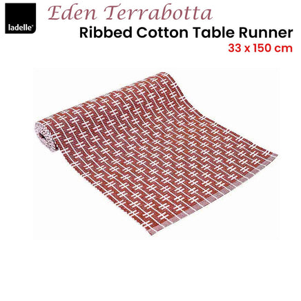 Ladelle Eden Terracotta Ribbed 100% Cotton Table Runner Home & Garden Kings Warehouse 