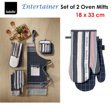 Ladelle Entertainer Charcoal Set of 2 Oven Mitts 18 x 33 cm Home & Garden Kings Warehouse 