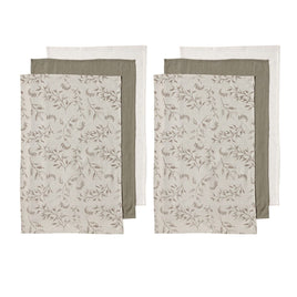 Ladelle Grown Ivy Set of 6 Cotton Kitchen Towels Taupe Home & Garden Kings Warehouse 