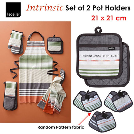 Ladelle Intrinsic Grey Set of 2 Pot Holders 21 x 21 cm Home & Garden Kings Warehouse 