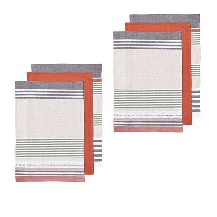 Ladelle Intrinsic Set of 6 Cotton Kitchen Towels Rust Home & Garden Kings Warehouse 