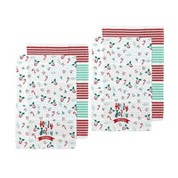 Ladelle Joyful Holly Jolly Christmas Set of 4 Cotton Kitchen Towels 45 x 70 cm Home & Garden Kings Warehouse 