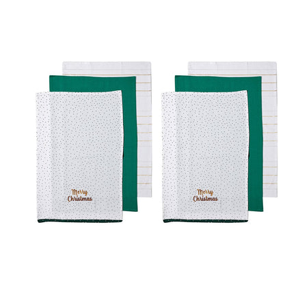 Ladelle Joyful Merry Christmas Set of 6 Cotton Kitchen Towels Green Home & Garden Kings Warehouse 
