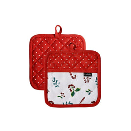 Ladelle Joyful Red Set of 2 Pot Holders 21 x 21 cm Home & Garden Kings Warehouse 