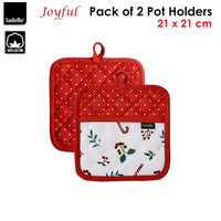 Ladelle Joyful Red Set of 2 Pot Holders 21 x 21 cm Home & Garden Kings Warehouse 