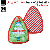Ladelle Joyful Stripe Red Set of 2 Pot Mitts 17 x 24 cm Home & Garden Kings Warehouse 