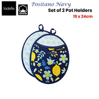 Ladelle Positano Navy Set of 2 Pot Holders 19 x 24 cm Home & Garden Kings Warehouse 