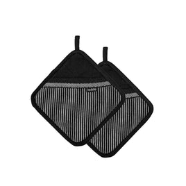 Ladelle Professional Series Stripe Black Set of 2 Pot Holders 21 x 21 cm Home & Garden Kings Warehouse 