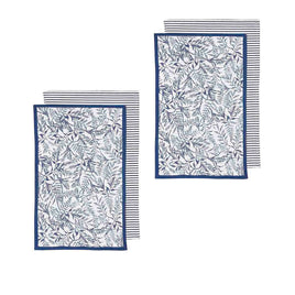 Ladelle Repose Floral Set of 4 Cotton Kitchen Towels Navy Home & Garden Kings Warehouse 