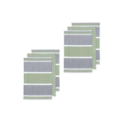 Ladelle Revive Block Woven Set of 6 Cotton Kitchen Towels Sage Home & Garden Kings Warehouse 