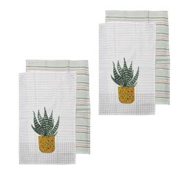 Ladelle Revive Plants Set of 4 Cotton Kitchen Towels Yellow Pot Home & Garden Kings Warehouse 