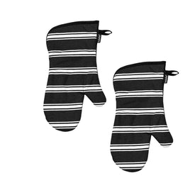 Ladelle Set of 2 Butcher Stripe Black Oven Mitt Home & Garden Kings Warehouse 
