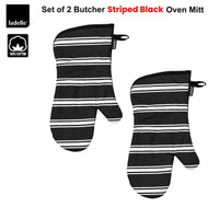 Ladelle Set of 2 Butcher Stripe Black Oven Mitt Home & Garden Kings Warehouse 