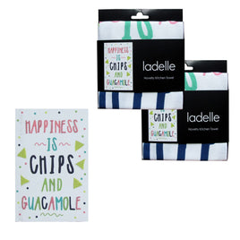 Ladelle Set of 2 Cotton Tea Towels Happiness is Chips and Guacamole Home & Garden Kings Warehouse 