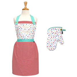 Ladelle Set of 2 Merry And Bright Christmas Oven Mitt & Apron Kitchen Set Home & Garden Kings Warehouse 