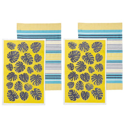 Ladelle Set of 4 Bahamas Kitchen / Cleaning 100% Cotton Tea Towels Yellow Home & Garden Kings Warehouse 