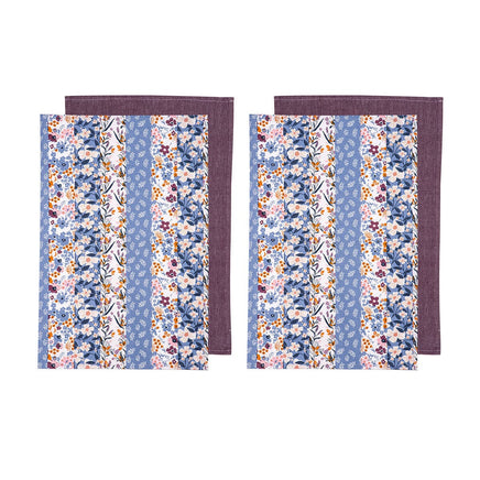 Ladelle Set of 4 Homespun Cotton Kitchen Tea Towels 50 x 70 cm Mulberry Home & Garden Kings Warehouse 