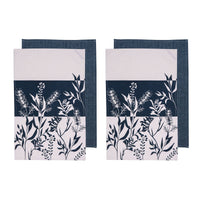 Ladelle Set of 4 Homespun Flower Cotton Kitchen Tea Towels 50 x 70 cm Denim Home & Garden Kings Warehouse 