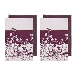 Ladelle Set of 4 Homespun Flower Cotton Kitchen Tea Towels 50 x 70 cm Mulberry Home & Garden Kings Warehouse 