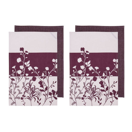 Ladelle Set of 4 Homespun Flower Cotton Kitchen Tea Towels 50 x 70 cm Mulberry Home & Garden Kings Warehouse 