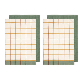 Ladelle Set of 4 Retreat Cotton Kitchen Tea Towels 50 x 70 cm Green Home & Garden Kings Warehouse 