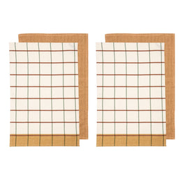 Ladelle Set of 4 Retreat Cotton Kitchen Tea Towels 50 x 70 cm Mustard Home & Garden Kings Warehouse 